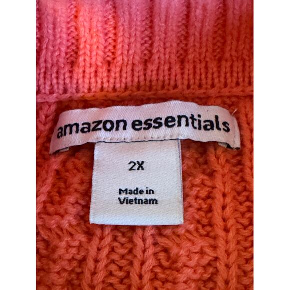 Amazon Essentials 2X Coral Cotton Cable Knit Turtleneck Sweater Fisherman Cozy - Picture 8 of 10